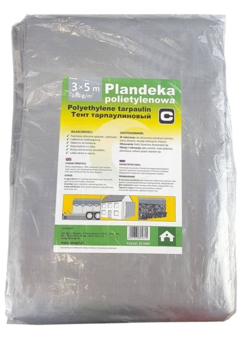 Plandeka 5x8 m, 120 g, srebrna, PE, Can Agri Plandeka 5x8 m, 120 g, srebrna, PE, Can Agri