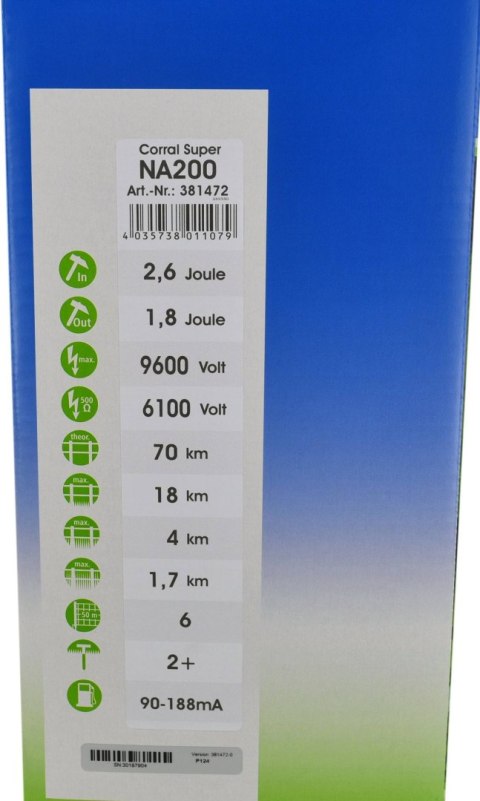 Elektryzator uniwersalny Corral NA 200 DUO, dla koni, bydła i małych zwierząt, 3,0 J Elektryzator uniwersalny Corral NA 200 DUO, dla koni, bydła i małych zwierząt, 3,0 J