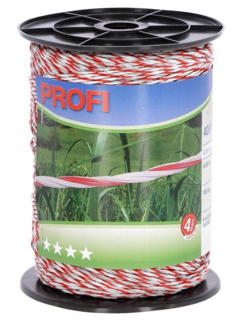 Plecionka ogrodzeniowa PROFI, 400 m x 2 mm, biało-czerwona, Kerbl Plecionka ogrodzeniowa PROFI, 400 m x 2 mm, biało-czerwona, Kerbl